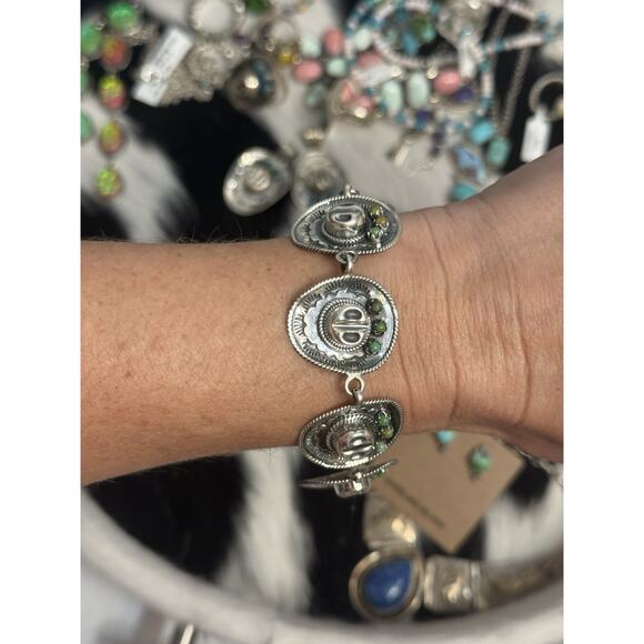 Native American SW Sterling Turquoise Cowboy Cowgirl Hat Western Barbie Bracelet - Picture 7 of 9